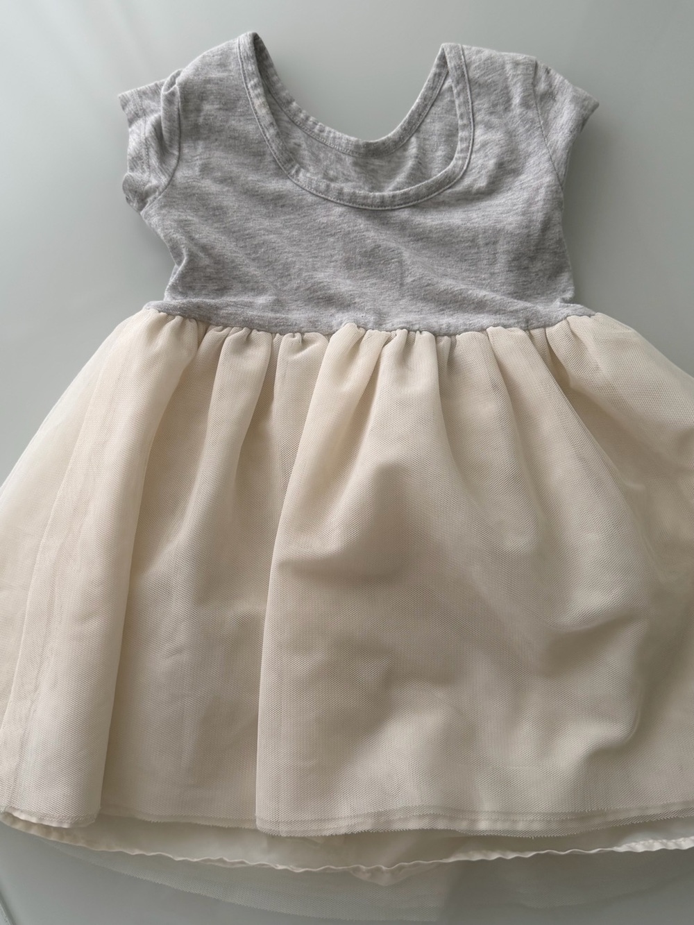 Girls Grey & Cream Tulle Skirt Dress